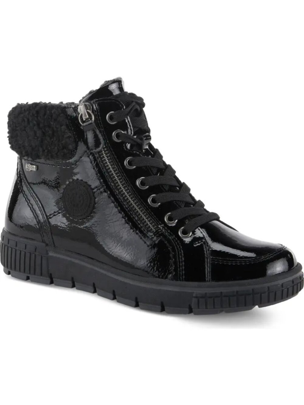 Spring Step Alps Water Resistant Faux Shearling Black Patent Sneaker 9.5/10